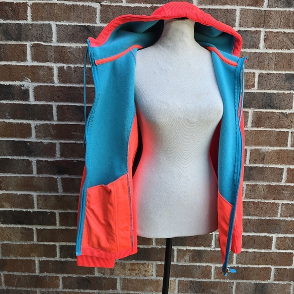 Swiss Tech Women's Vibrant Red Orange Pinkish Hoodie with Blue Trim - Picture 10 of 14